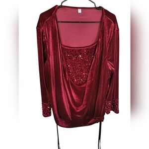 Elegant Red Sequin-Embellished Women's Sleepwear